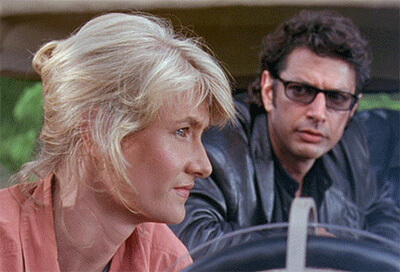 Fun fact: Jeff Goldblum and Laura Dern actually dated for a year or two after filming Jurassic Park together.